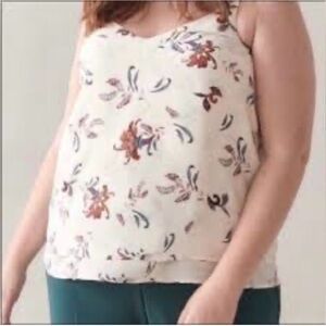 2/$20 - 3X - Cream Floral Camisole - A from Montreal- Silky - Soft - adj straps